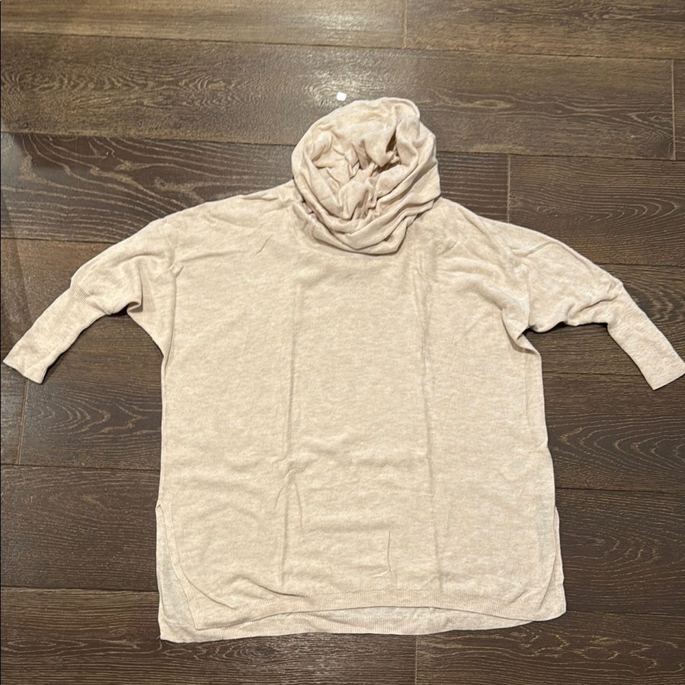 Cream Cowl Neck Lightweight Sweater